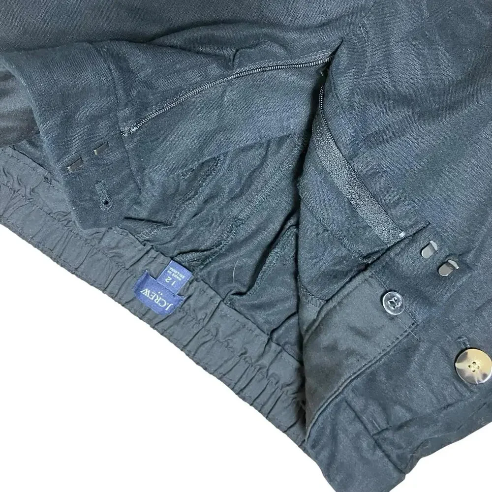 J Crew Pants 12 Black Linen Blend CroppedSailor Ankle‎ Elastic Waist BO902